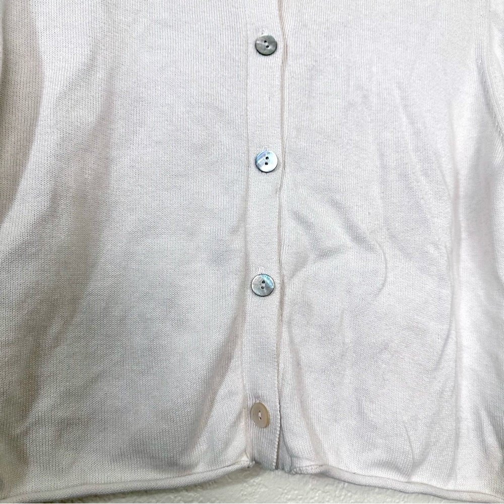 CRUSH Cashmere Blend Polo Short Sleeve Cardigan Size S in Cream - Picture 7 of 9